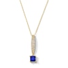 Thumbnail Image 1 of Square-Cut Blue Lab-Created Sapphire and White Lab-Created Sapphire Pendant in Sterling Silver with 14K Gold Plate