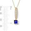 Thumbnail Image 3 of Square-Cut Blue Lab-Created Sapphire and White Lab-Created Sapphire Pendant in Sterling Silver with 14K Gold Plate