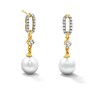Thumbnail Image 1 of 6.0mm Freshwater Cultured Pearl and White Lab-Created Sapphire Drop Earrings in Sterling Silver with 14K Gold Plate