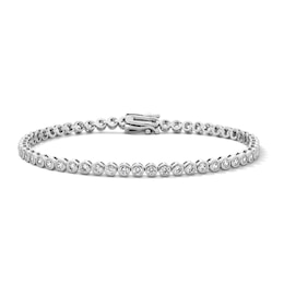 White Lab-Created Sapphire Tennis Bracelet in Sterling Silver - 7.28"