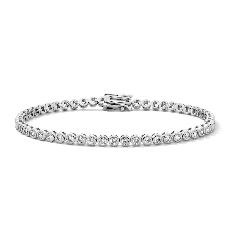 Main Image 1 of White Lab-Created Sapphire Tennis Bracelet in Sterling Silver - 7.28"