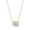 Thumbnail Image 1 of Emerald-Cut Aquamarine and White Lab-Created Sapphire Necklace in Sterling Silver with 14K Gold Plate