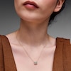 Thumbnail Image 2 of Emerald-Cut Aquamarine and White Lab-Created Sapphire Necklace in Sterling Silver with 14K Gold Plate