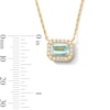 Thumbnail Image 3 of Emerald-Cut Aquamarine and White Lab-Created Sapphire Necklace in Sterling Silver with 14K Gold Plate