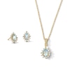 Thumbnail Image 1 of Pear-Shaped Aquamarine and White Lab-Created Sapphire Pendant and Earrings Set in Sterling Silver with 14K Gold Plate