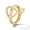 Thumbnail Image 4 of Pink and White Lab-Created Sapphire Rotating Center Ring in Sterling Silver with 14K Gold Plate
