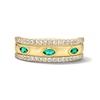 Thumbnail Image 1 of Marquise-Cut Emerald and White Sapphire Rotating Center Ring in Sterling Silver with 14K Gold Plate