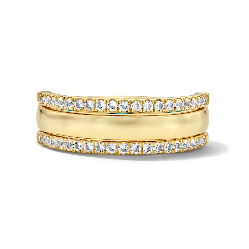 Main Image 2 of Marquise-Cut Emerald and White Sapphire Rotating Center Ring in Sterling Silver with 14K Gold Plate