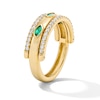 Thumbnail Image 3 of Marquise-Cut Emerald and White Sapphire Rotating Center Ring in Sterling Silver with 14K Gold Plate
