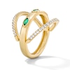 Thumbnail Image 4 of Marquise-Cut Emerald and White Sapphire Rotating Center Ring in Sterling Silver with 14K Gold Plate