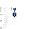 Thumbnail Image 5 of Oval Blue Lab-Created Sapphire and White Lab-Created Sapphire Pendant and Drop Earrings Set in Sterling Silver