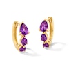 Thumbnail Image 1 of Pear-Shaped Amethyst Huggie Hoop Earrings in Sterling Silver with 14K Gold Plate