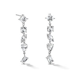 White Lab-Created Sapphire Drop Earrings in Sterling Silver