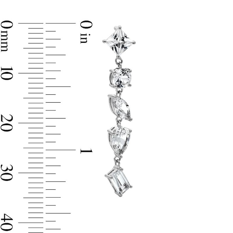 Main Image 3 of White Lab-Created Sapphire Drop Earrings in Sterling Silver