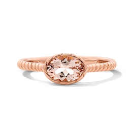 Oval Morganite Solitaire Ring in Sterling Silver with 14K Rose Gold Plate