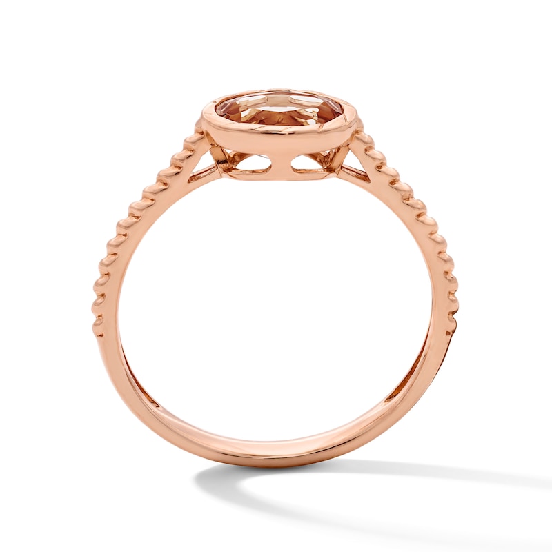 Main Image 3 of Oval Morganite Solitaire Ring in Sterling Silver with 14K Rose Gold Plate