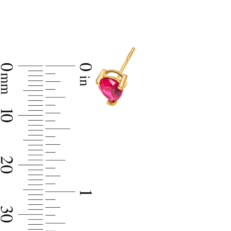 Main Image 4 of Pear-Shaped Lab-Created Ruby Solitaire Pendant and Stud Earrings Set in Sterling Silver with 18K Gold Plate