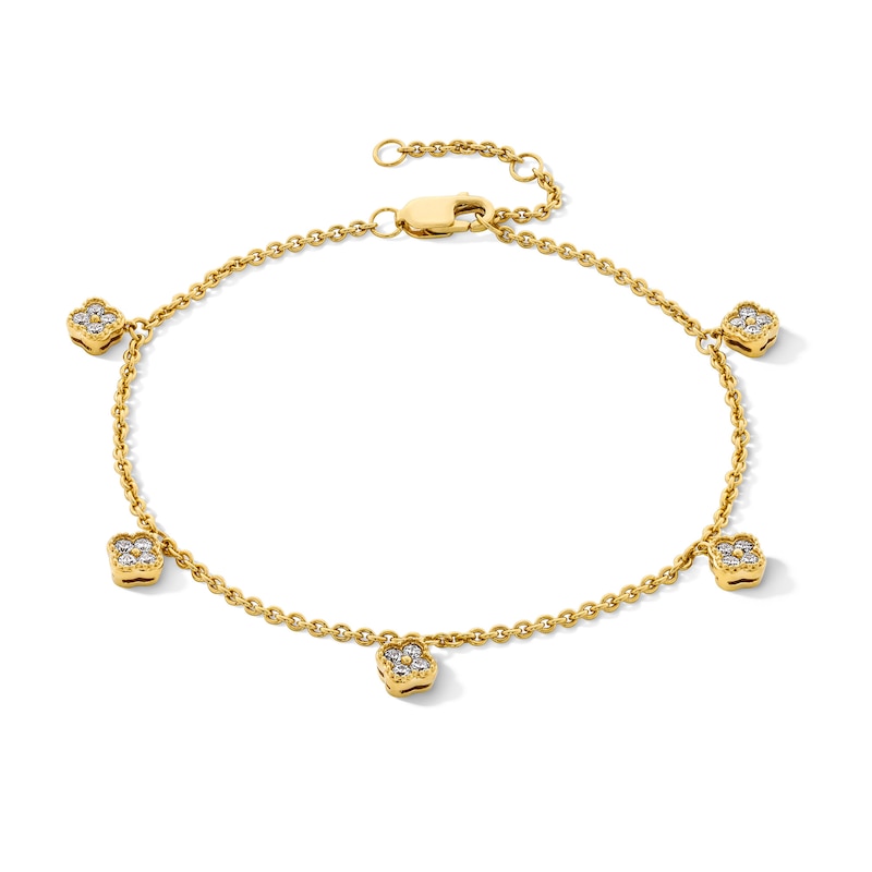 Main Image 1 of 1/4 CT. T.W. Lab-Grown Diamond Station Dangle Bracelet in Sterling Silver with 10K Gold Plate (F/VS2)