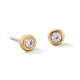 1/4 CT. T.W. Lab-Grown Diamond Bezel-Set Solitaire Stud Earrings in Sterling Silver with 10K Gold Plate (F/VS2)