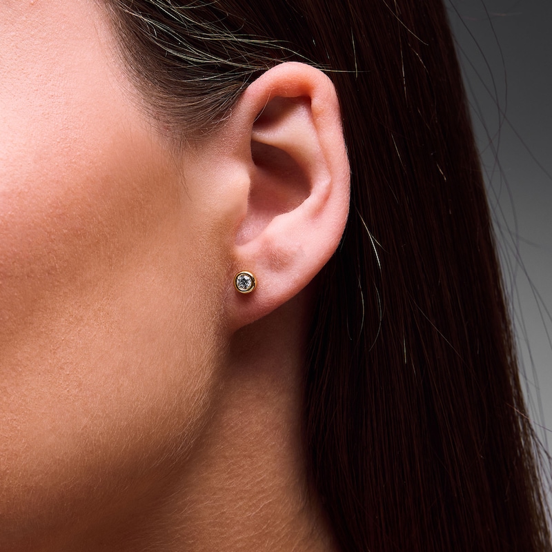 Main Image 2 of 1/4 CT. T.W. Lab-Grown Diamond Bezel-Set Solitaire Stud Earrings in Sterling Silver with 10K Gold Plate (F/VS2)