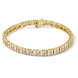 5.115 CT. T.W. Baguette-Cut and Round Certified Lab-Grown Diamond Bracelet in 10K Gold (F/VS2) - 7.5"