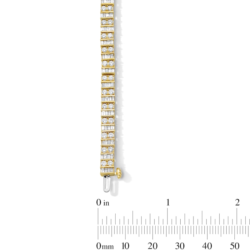 Main Image 2 of 5.115 CT. T.W. Baguette-Cut and Round Certified Lab-Grown Diamond Bracelet in 10K Gold (F/VS2) - 7.5"