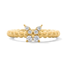 1/6 CT. T.W. Lab-Grown Diamond Butterfly Stackable Beaded Ring in Sterling Silver with 10K Gold Plate (F/VS2)