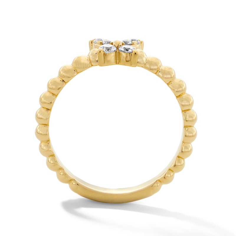 Main Image 3 of 1/6 CT. T.W. Lab-Grown Diamond Butterfly Stackable Beaded Ring in Sterling Silver with 10K Gold Plate (F/VS2)