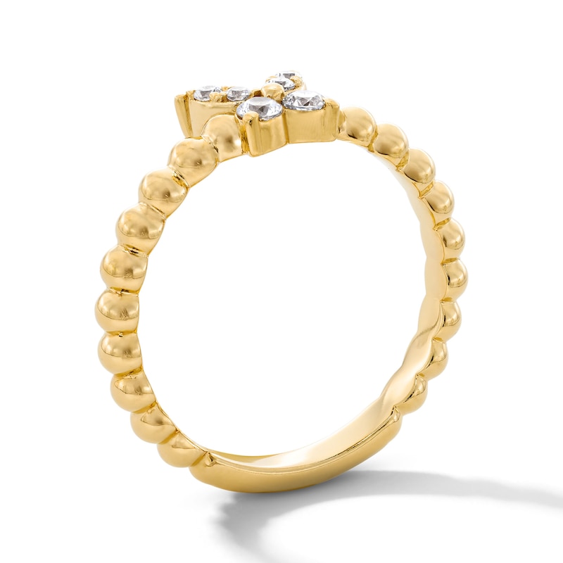 Main Image 5 of 1/6 CT. T.W. Lab-Grown Diamond Butterfly Stackable Beaded Ring in Sterling Silver with 10K Gold Plate (F/VS2)