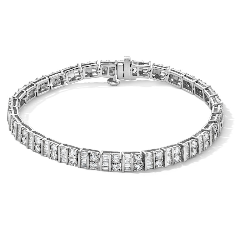 Main Image 1 of 5.115 CT. T.W. Baguette-Cut and Round Certified Lab-Grown Diamond Bracelet in 10K White Gold (F/VS2) - 7.5"