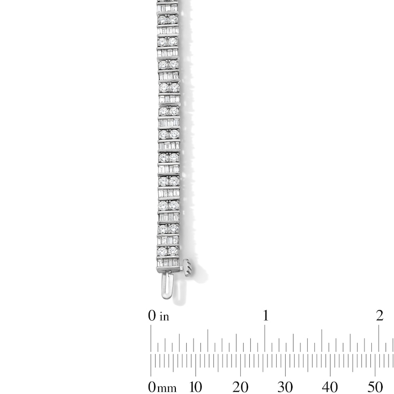 Main Image 2 of 5.115 CT. T.W. Baguette-Cut and Round Certified Lab-Grown Diamond Bracelet in 10K White Gold (F/VS2) - 7.5"