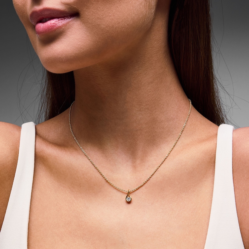Main Image 2 of 1/4 CT. T.W. Lab-Grown Diamond Solitaire Twist Frame Pendant in Sterling Silver with 10K Yellow Gold Plate (F/VS2)