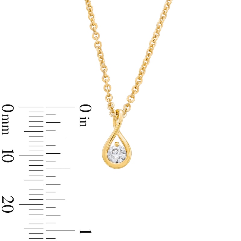 Main Image 4 of 1/4 CT. T.W. Lab-Grown Diamond Solitaire Twist Frame Pendant in Sterling Silver with 10K Yellow Gold Plate (F/VS2)