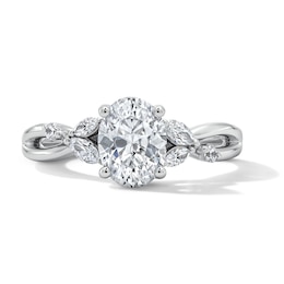 1-1/3 CT. T.W. Oval Certified Lab-Grown Diamond Hidden Frame Engagement Ring in 14K White Gold (F/VS2)