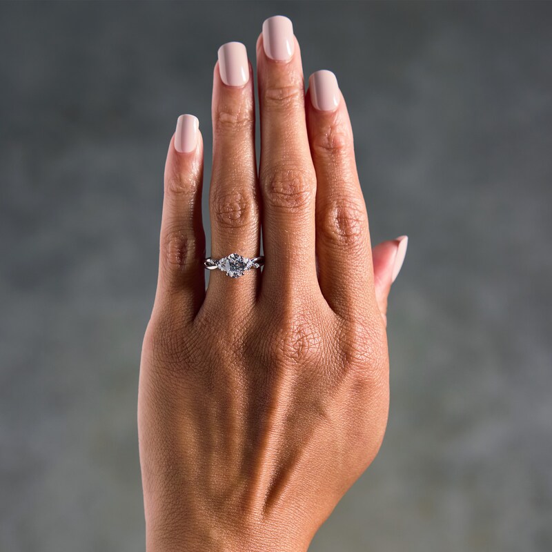 Main Image 2 of 1-1/3 CT. T.W. Oval Certified Lab-Grown Diamond Hidden Frame Engagement Ring in 14K White Gold (F/VS2)