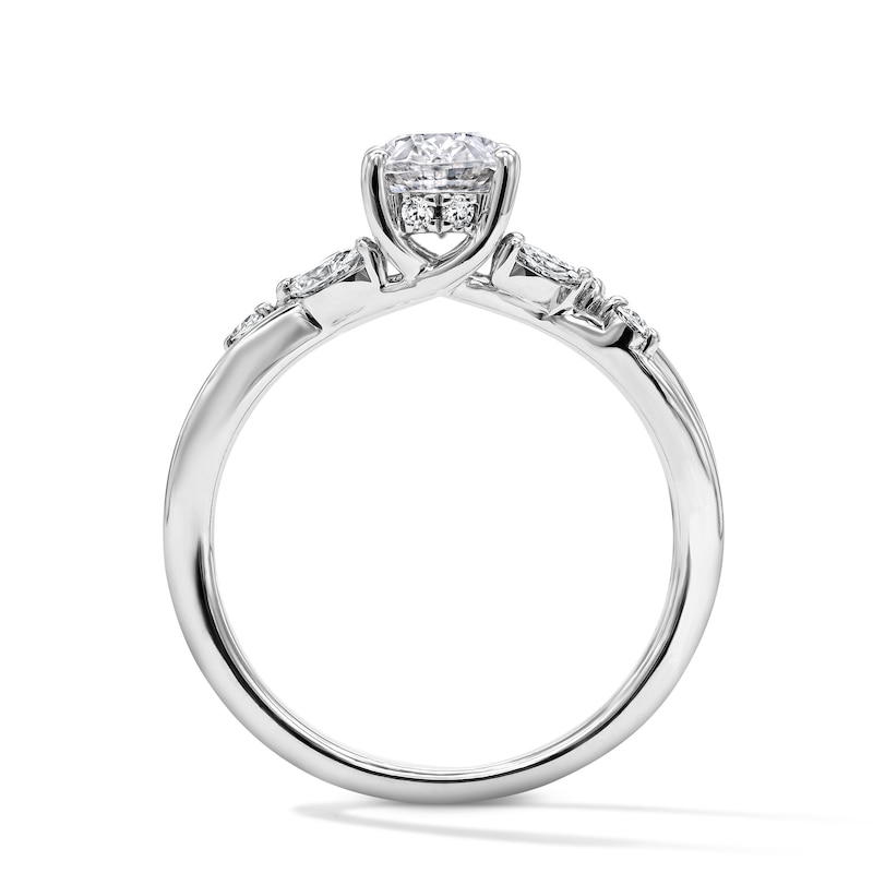 Main Image 2 of 1-1/3 CT. T.W. Oval Certified Lab-Grown Diamond Hidden Frame Engagement Ring in 14K White Gold (F/VS2)