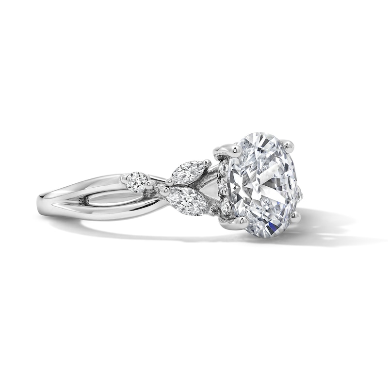 Main Image 3 of 1-1/3 CT. T.W. Oval Certified Lab-Grown Diamond Hidden Frame Engagement Ring in 14K White Gold (F/VS2)