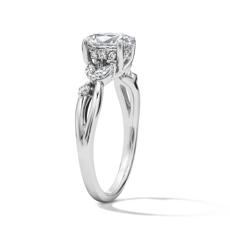 Main Image 4 of 1-1/3 CT. T.W. Oval Certified Lab-Grown Diamond Hidden Frame Engagement Ring in 14K White Gold (F/VS2)