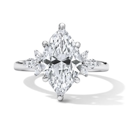 3-1/3 CT. T.W. Marquise-Cut Certified Lab-Grown Diamond Hidden Frame Engagement Ring in 14K White Gold (F/VS2)