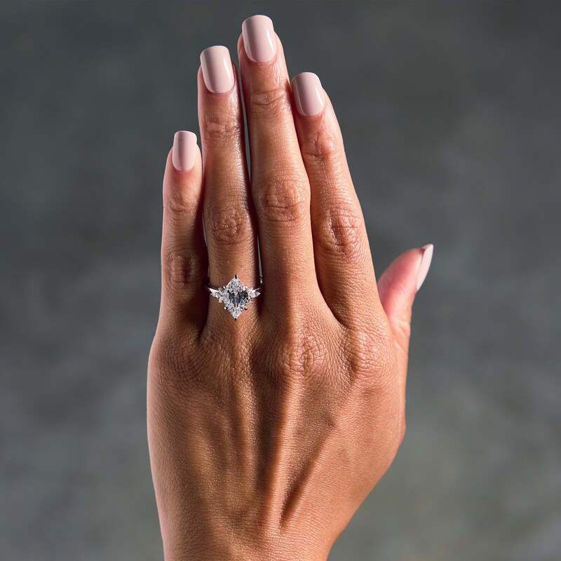 Main Image 2 of 3-1/3 CT. T.W. Marquise-Cut Certified Lab-Grown Diamond Hidden Frame Engagement Ring in 14K White Gold (F/VS2)