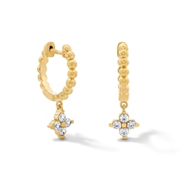 1/4 CT. T.W. Lab-Grown Diamond Hoop Drop Earrings in Sterling Silver with 10K Gold Plate (F/VS2)