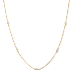 1/3 CT. T.W. Lab-Grown Diamond Bezel Trio Station Necklace in Sterling Silver with 10K Gold Plate (F/VS2)