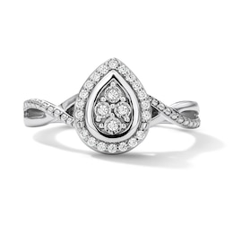 1/10 CT. T.W. Certified Lab-Grown Diamond Teardrop Frame Ring in Sterling Silver (F/VS2)