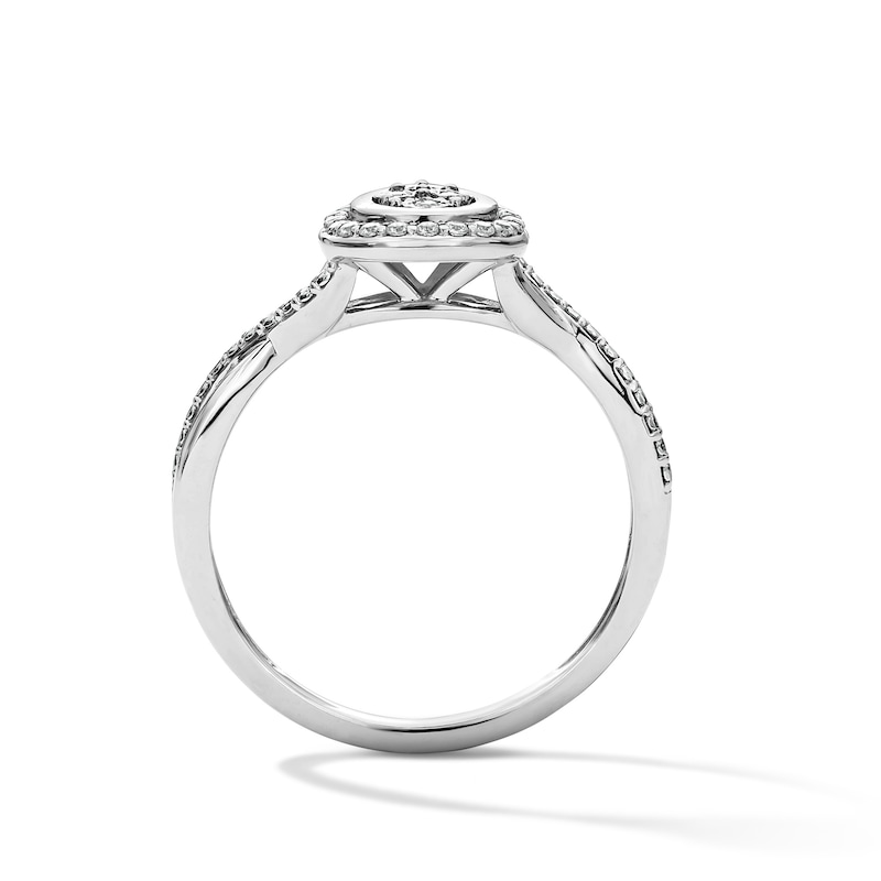 Main Image 3 of 1/10 CT. T.W. Lab-Grown Diamond Teardrop Frame Ring in Sterling Silver (F/VS2)