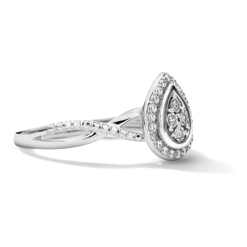 Main Image 4 of 1/10 CT. T.W. Lab-Grown Diamond Teardrop Frame Ring in Sterling Silver (F/VS2)