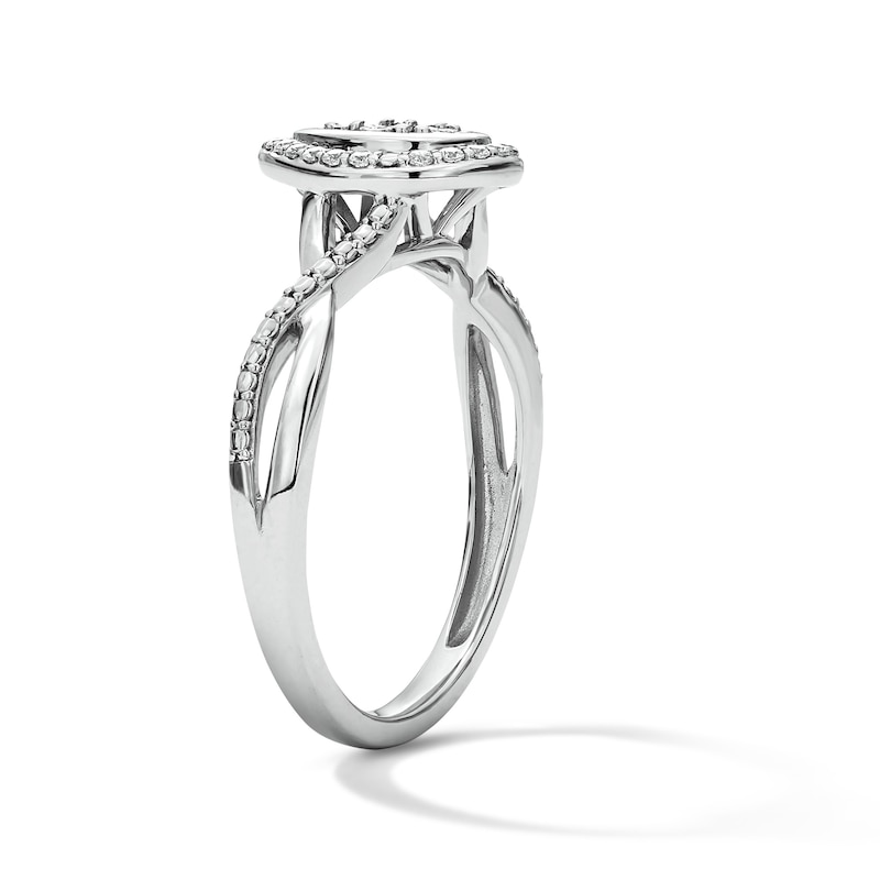 Main Image 5 of 1/10 CT. T.W. Lab-Grown Diamond Teardrop Frame Ring in Sterling Silver (F/VS2)