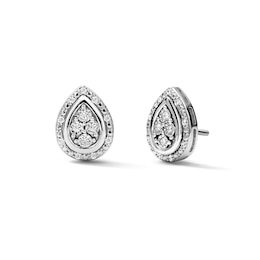 1/10 CT. T.W. Lab-Grown Diamond Teardrop-Frame Stud Earrings in Sterling Silver (F/VS2)