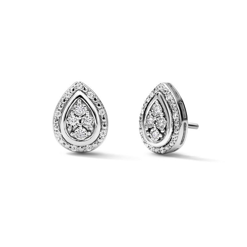 Main Image 1 of 1/10 CT. T.W. Lab-Grown Diamond Teardrop-Frame Stud Earrings in Sterling Silver (F/VS2)