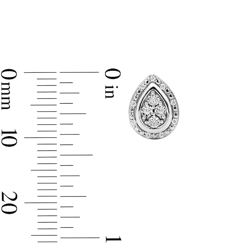 Main Image 3 of 1/10 CT. T.W. Lab-Grown Diamond Teardrop-Frame Stud Earrings in Sterling Silver (F/VS2)