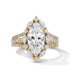 4 CT. T.W. Marquise-Cut Certified Lab-Grown Diamond Frame Engagement Ring in 14K Gold (F/VS2)